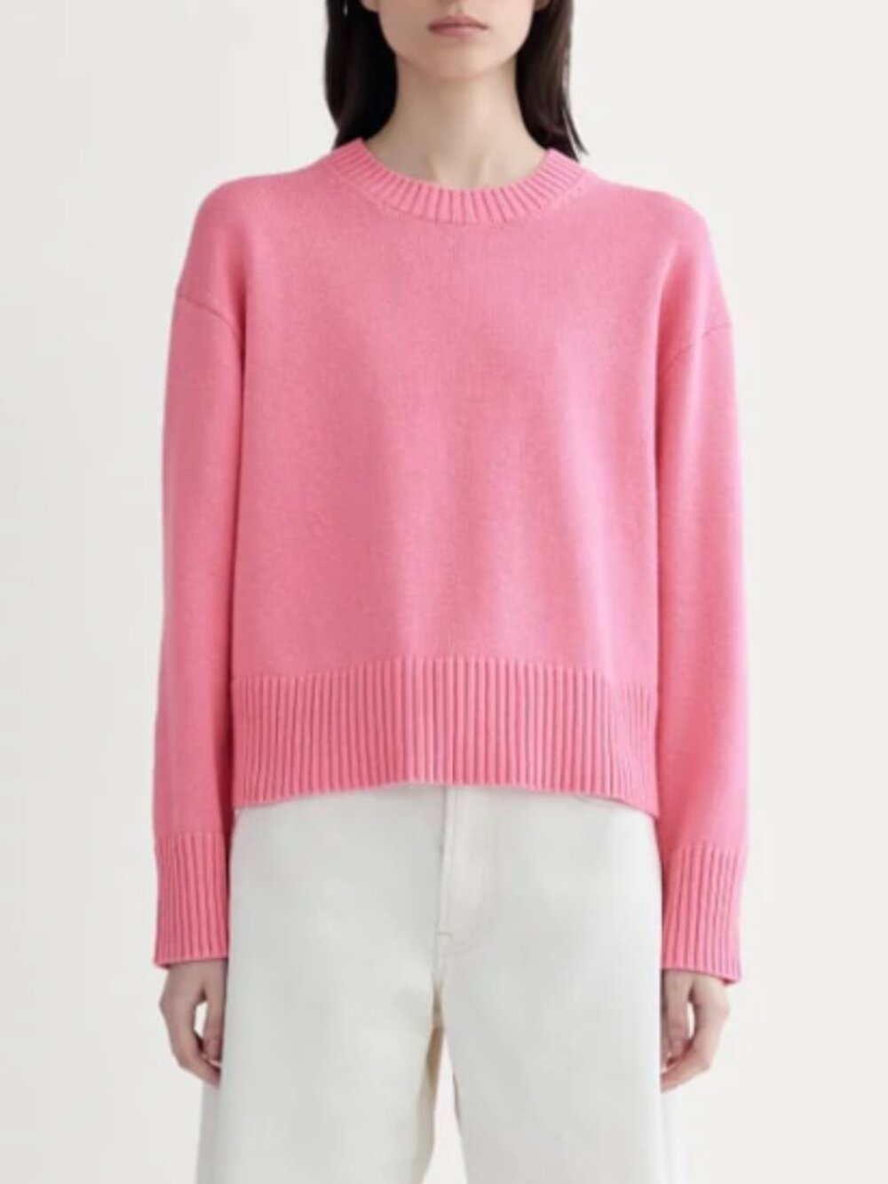 Everlane Boxy Sweater in Everyday Cotton, Pink